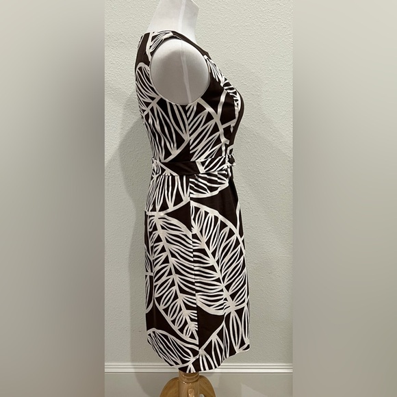 Anthropologie Tabitha Seabed Dress 6 Brown Palm Leaves Tropical Shift Sleeveless - Picture 5 of 8